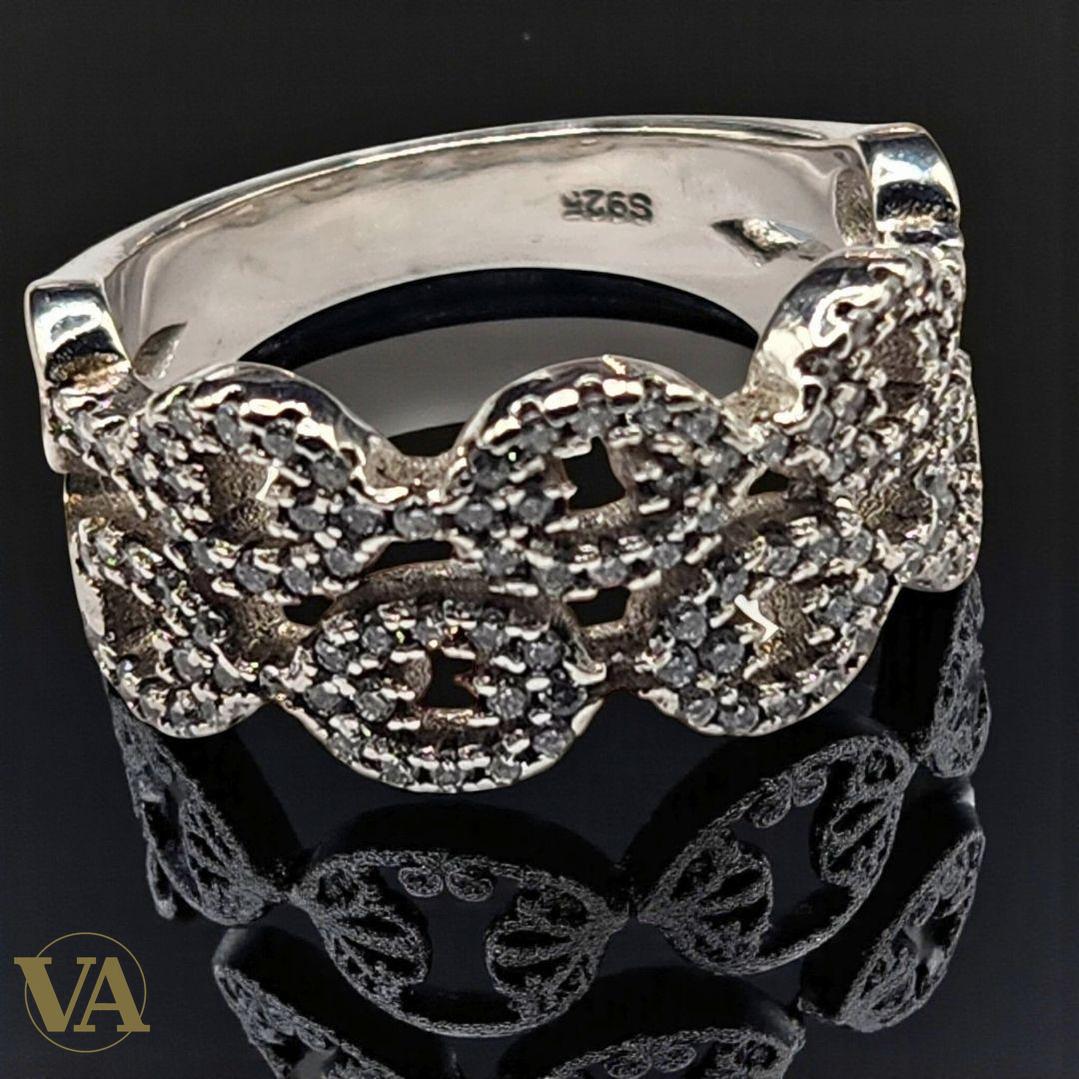 Bague femme en argent 925 avec marcassites ajourées