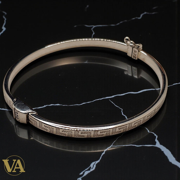 Bracelet Jonc Femme Argent 925 – Motif Grec Épuré