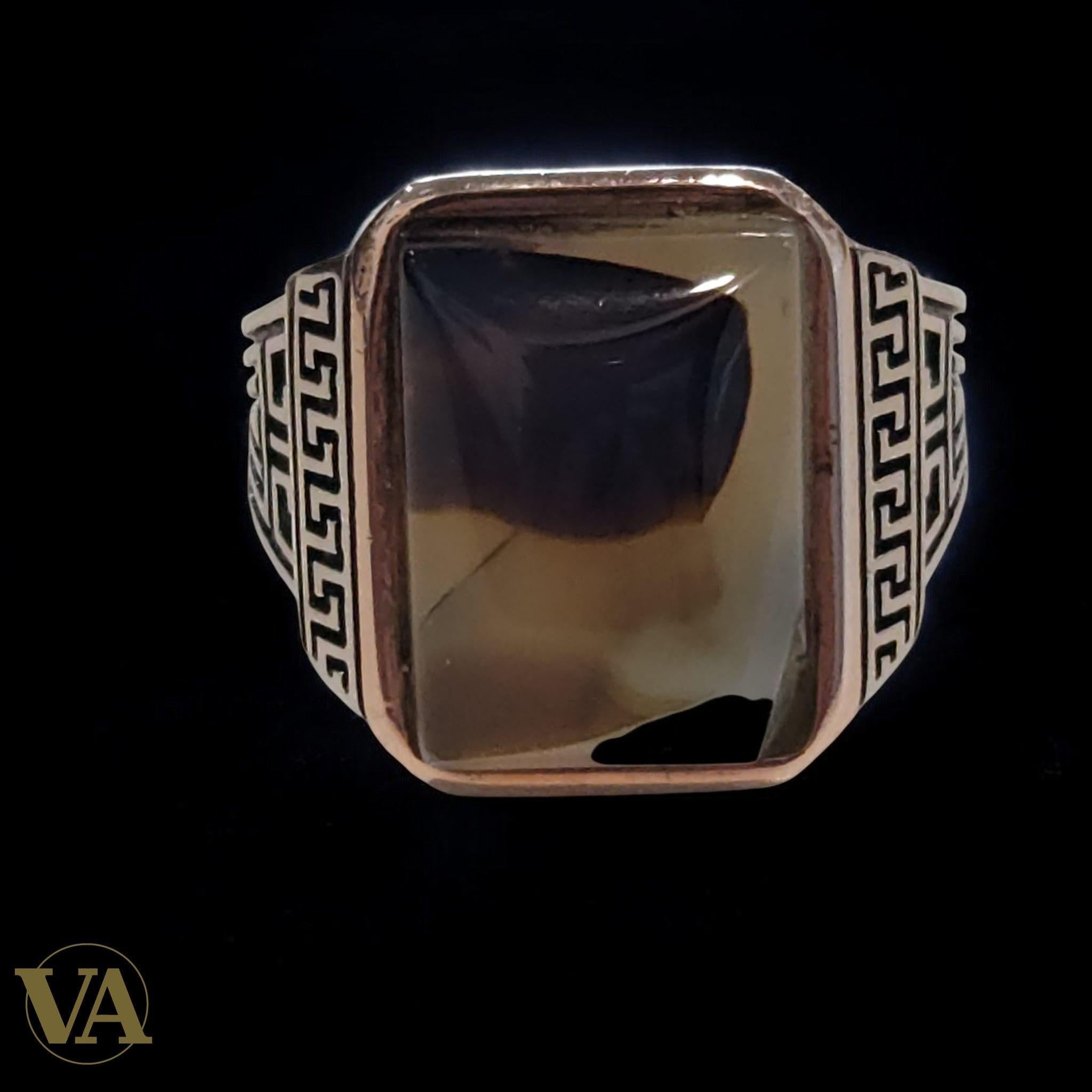 Bague Homme Argent 925 – Agate Brune Naturelle | Bijoux Vindicta