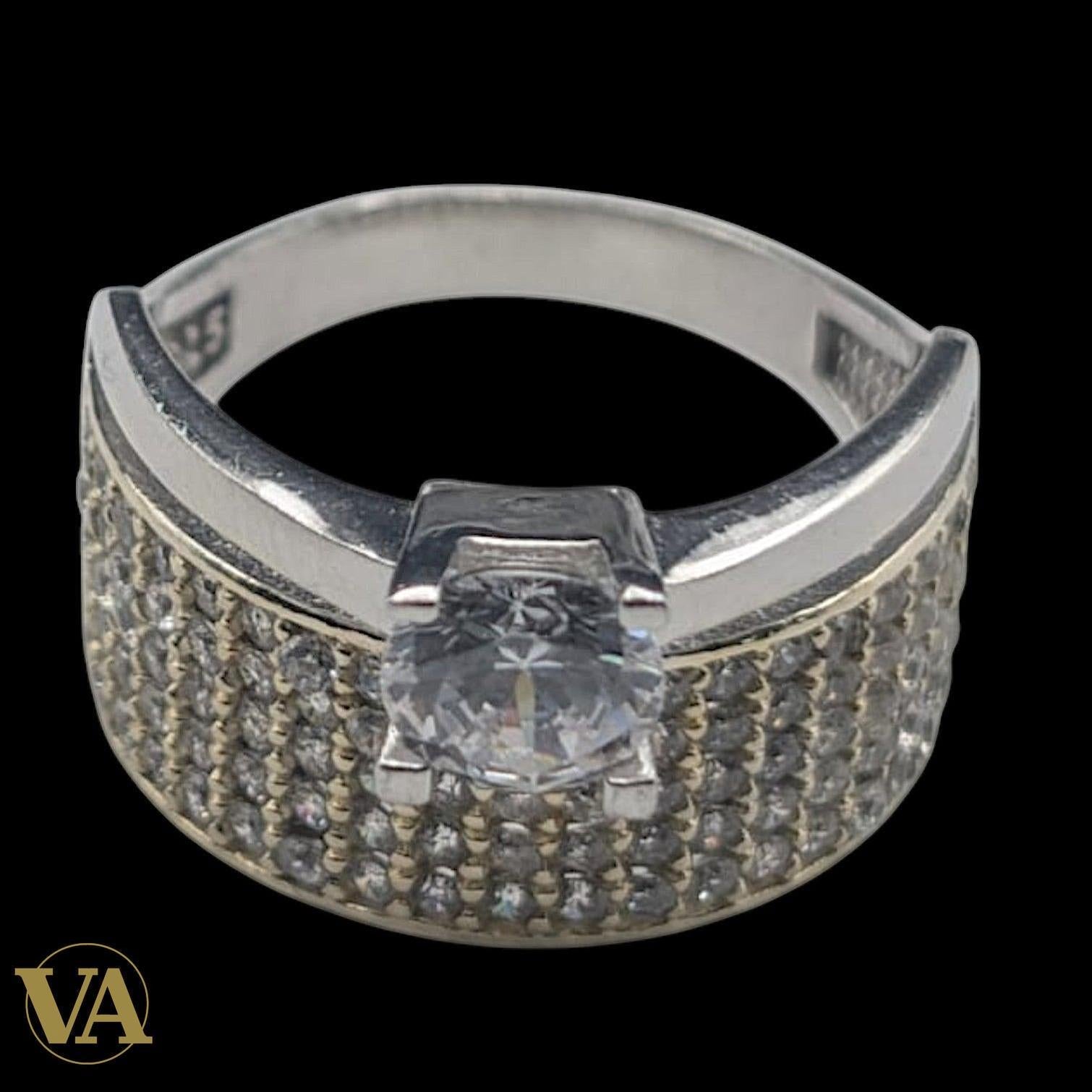 Bague femmes Argent 925 Plaqué Or Oxydes Blancs