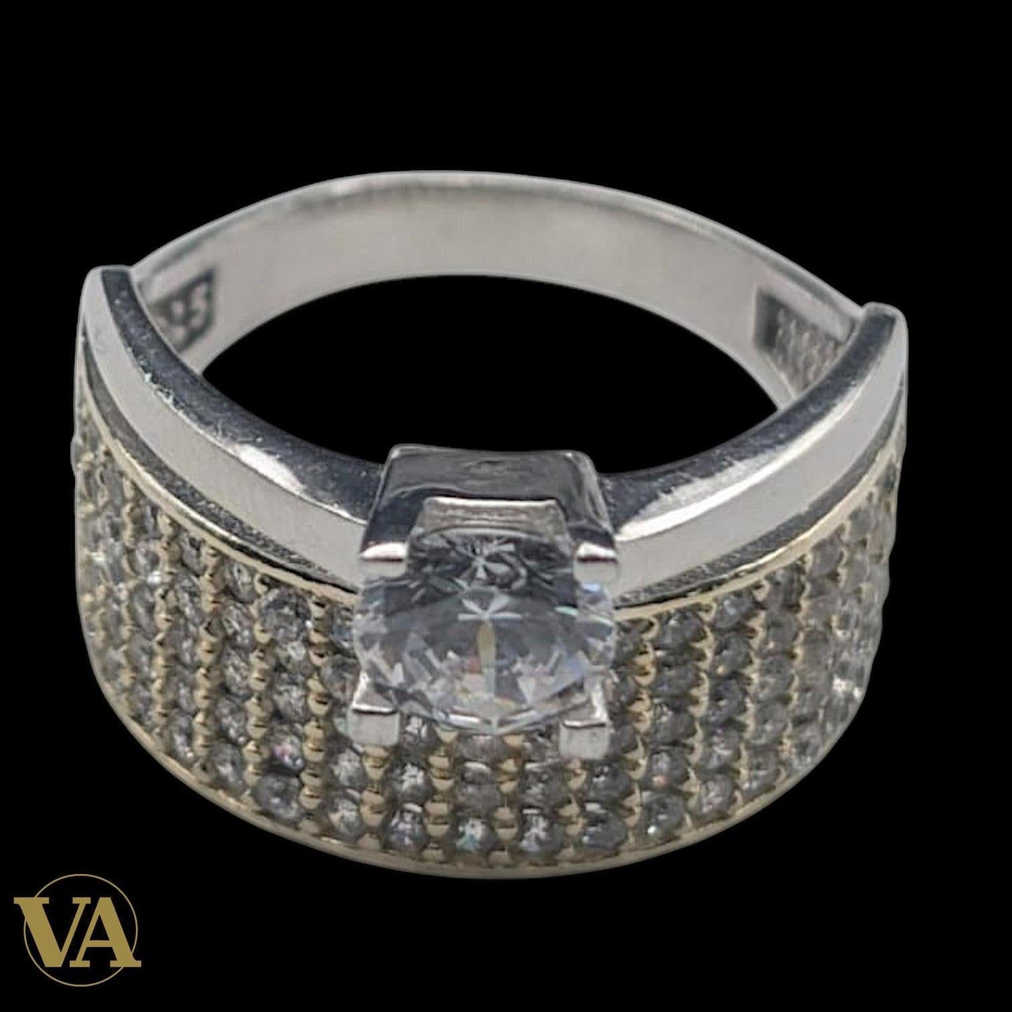 Bague Femme femmes Argent 925 Plaqué Or Oxydes Blancs | Bijoux Vindicta