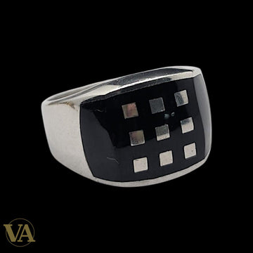 Chevalière Homme Argent 925 Pierre Onyx Noir