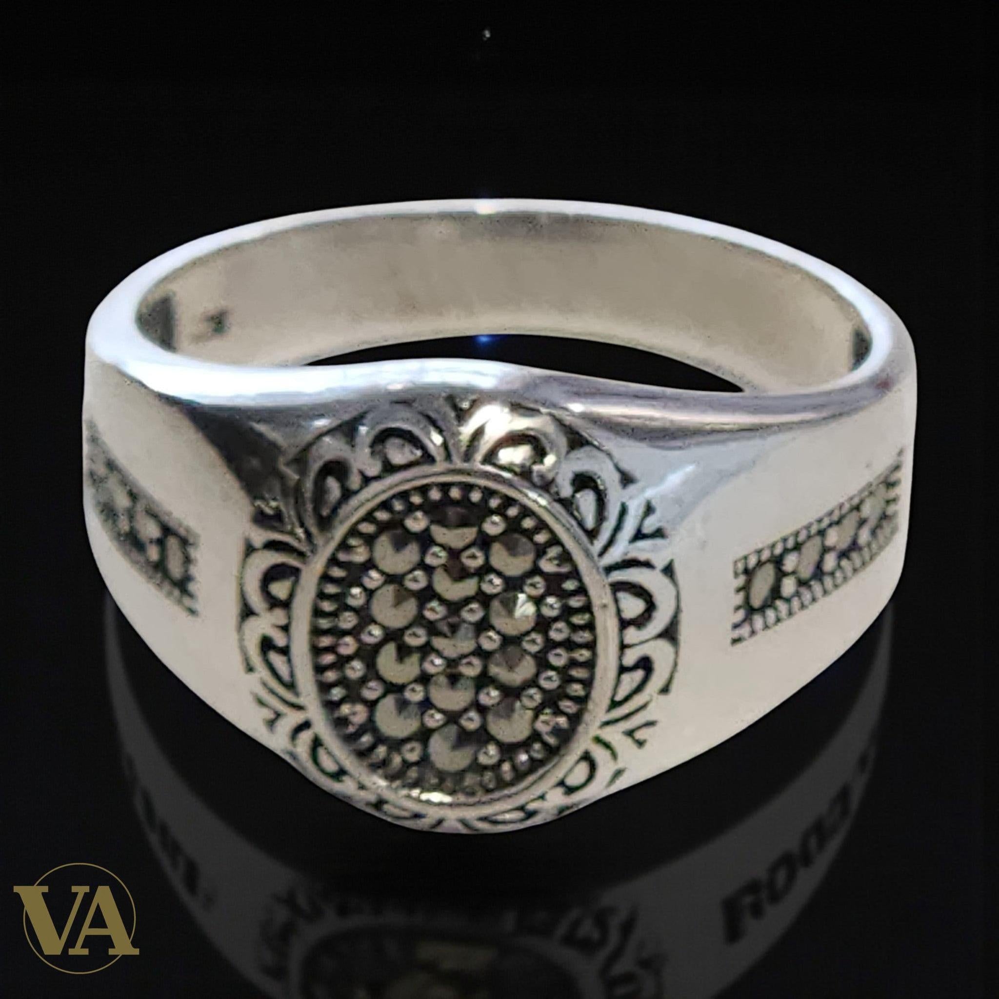 Chevalière Homme Argent 925 – Marcassite Vintage - Argent 925 - Vindicta