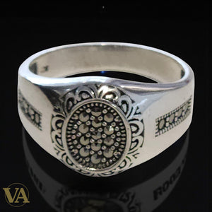 Chevalière Homme Argent 925 – Marcassite Vintage