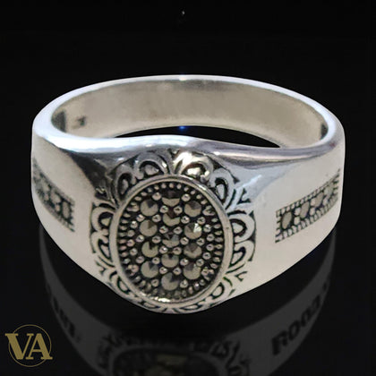 Chevalière Homme Argent 925 – Marcassite Vintage