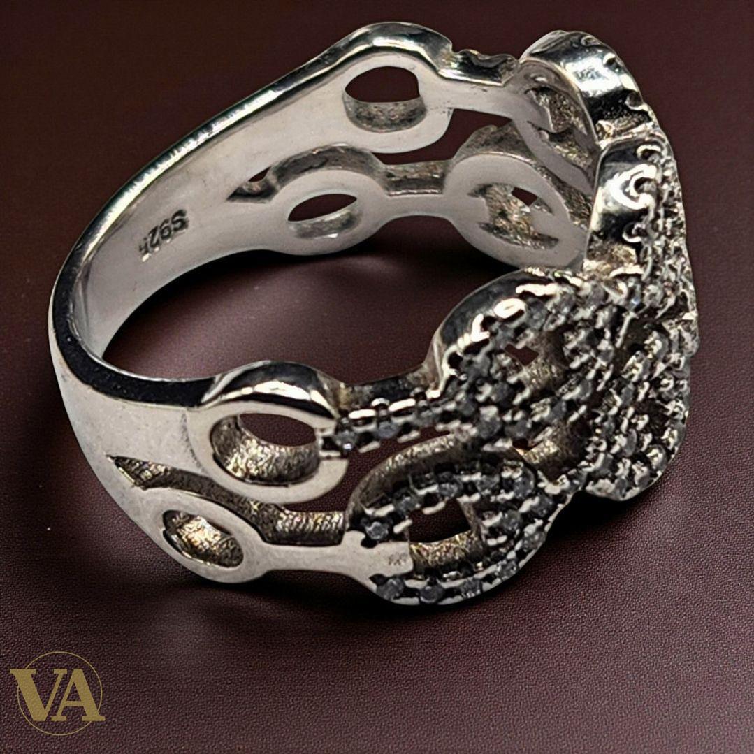 Bague femme en argent 925 avec marcassites ajourées