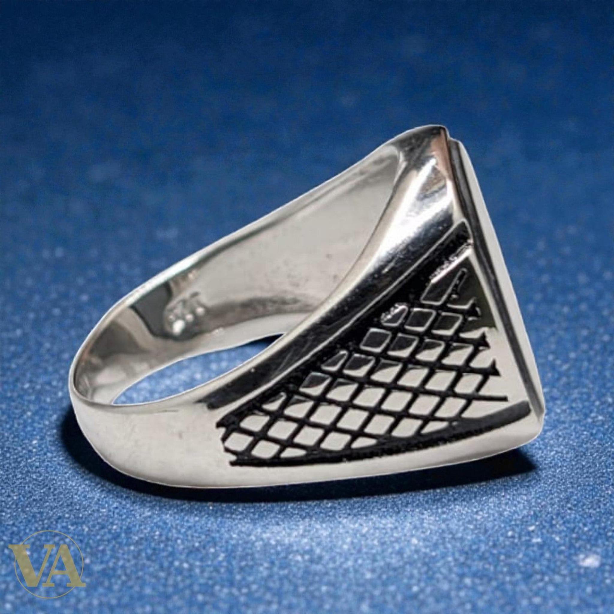 Bague homme argent 925 – Nacre Noire & Treillis Diamé - Argent 925 - Vindicta