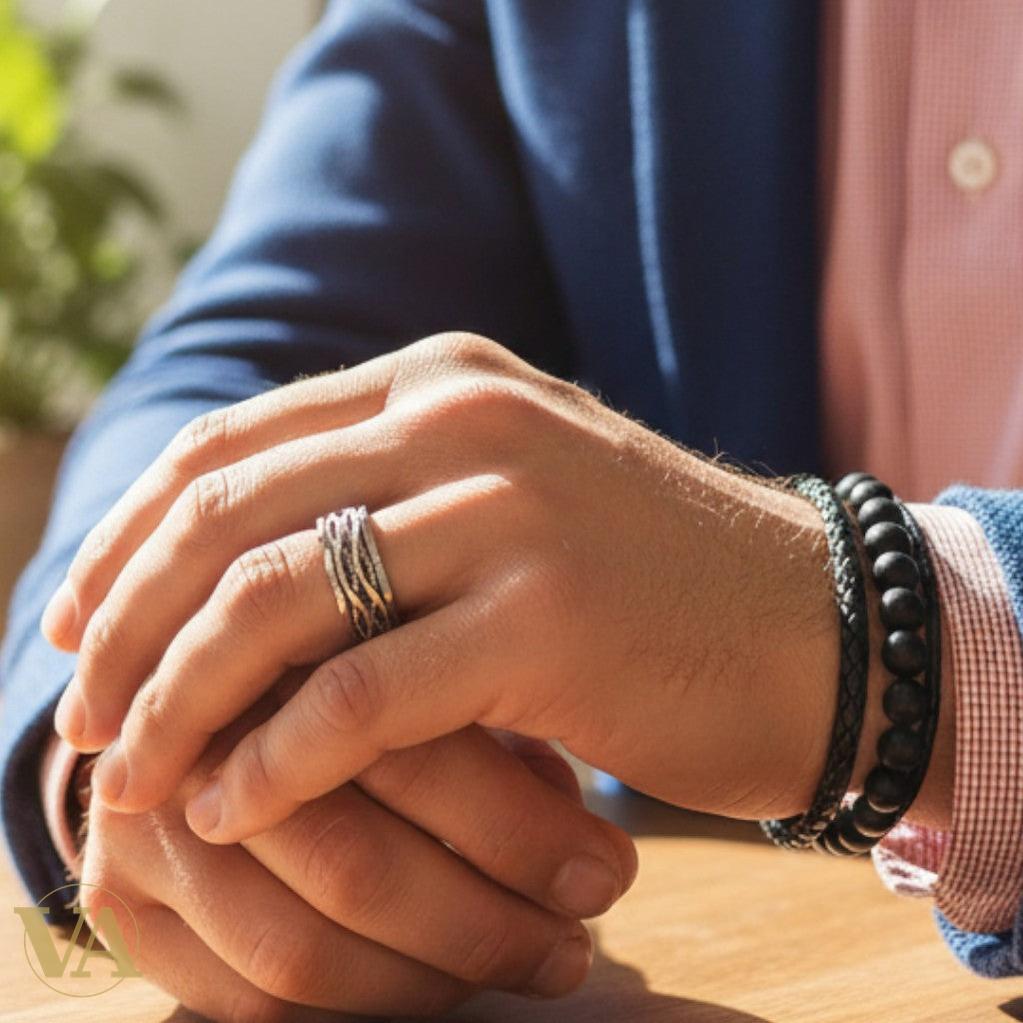 Anneau Homme Argent 925 – Design Torsadé Martelé