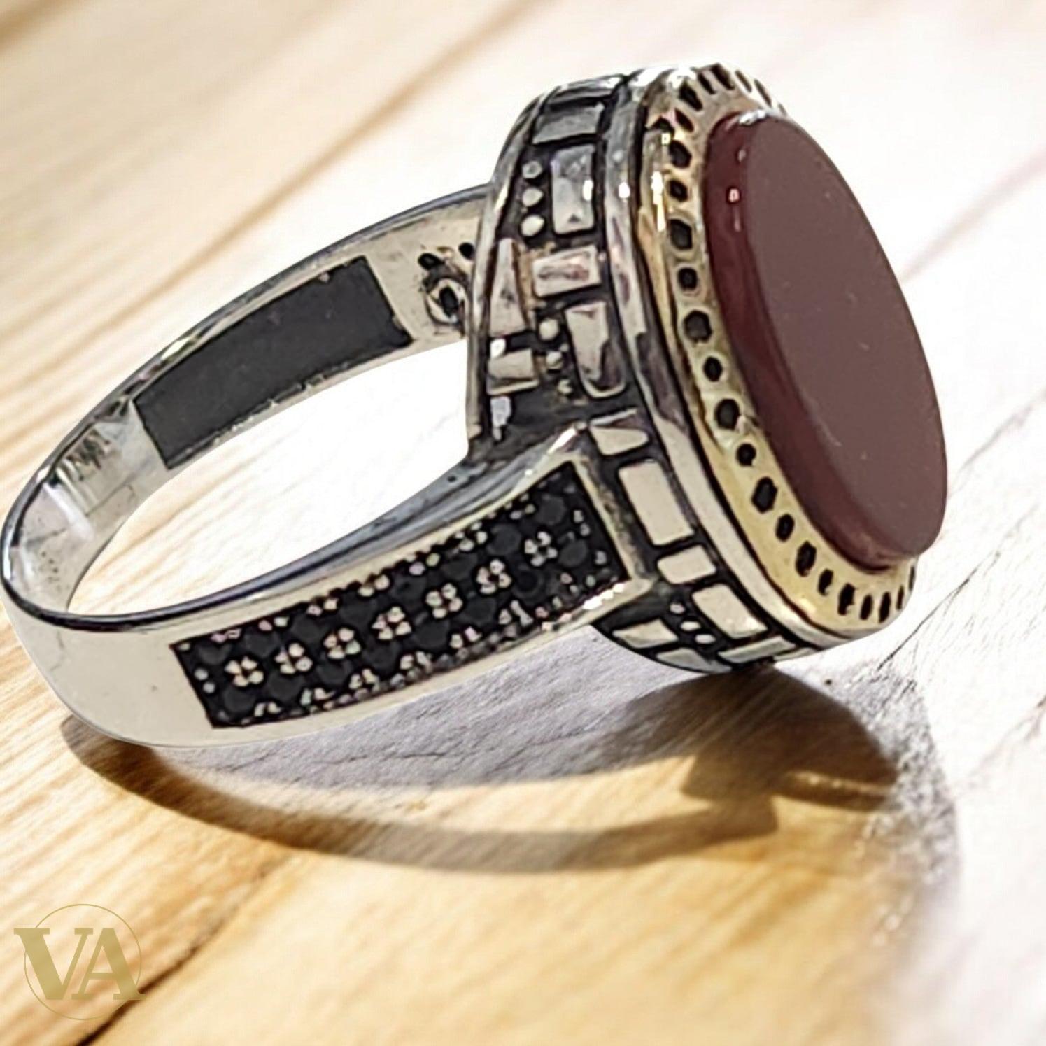 Bague Homme Argent 925 Cornaline – Élégance & Vitalité