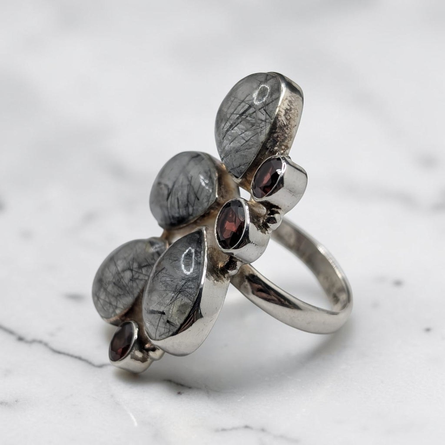 Bague Femme Argent 925 Quartz Rutilé & Améthyste – Composition Florale-Vindicta : Bijoux Argent 925 Massif, Luxe et Héritage