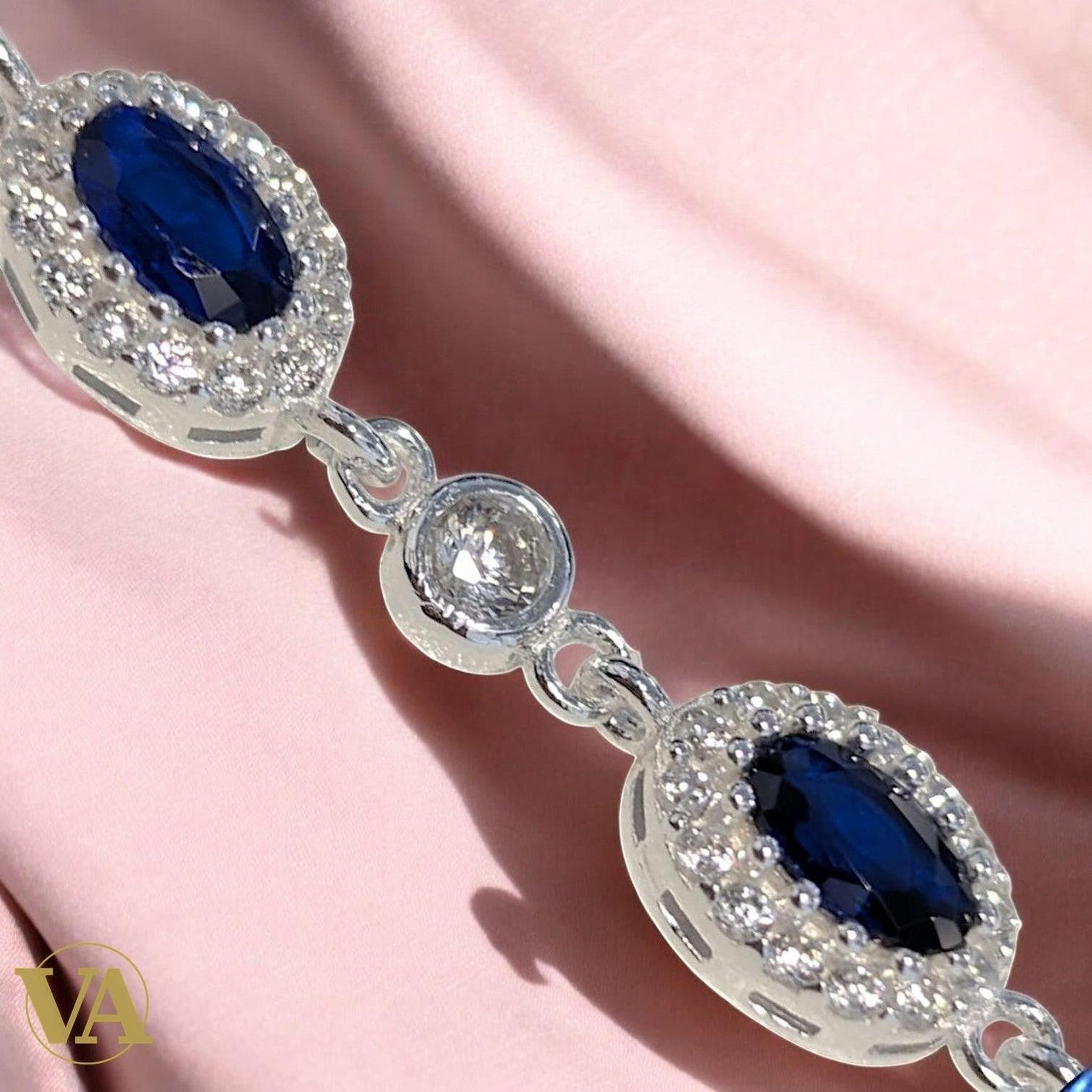 Bracelet Femme Argent 925 Oxydes Bleus – Élégance Intemporelle | Bijoux Vindicta