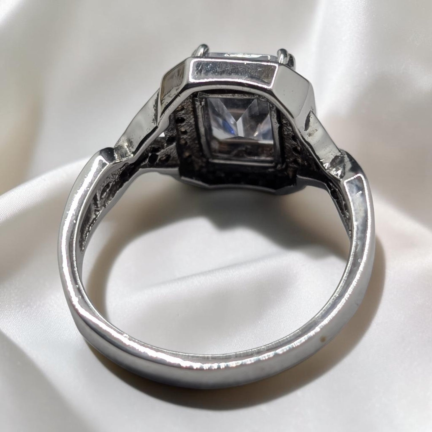 Bague Femme Argent 925 Zircon Émeraude Halo Marcassite Art Déco