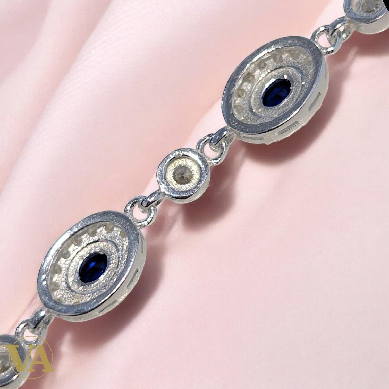 Bracelet Femme Argent 925 Oxydes Bleus – Élégance Intemporelle