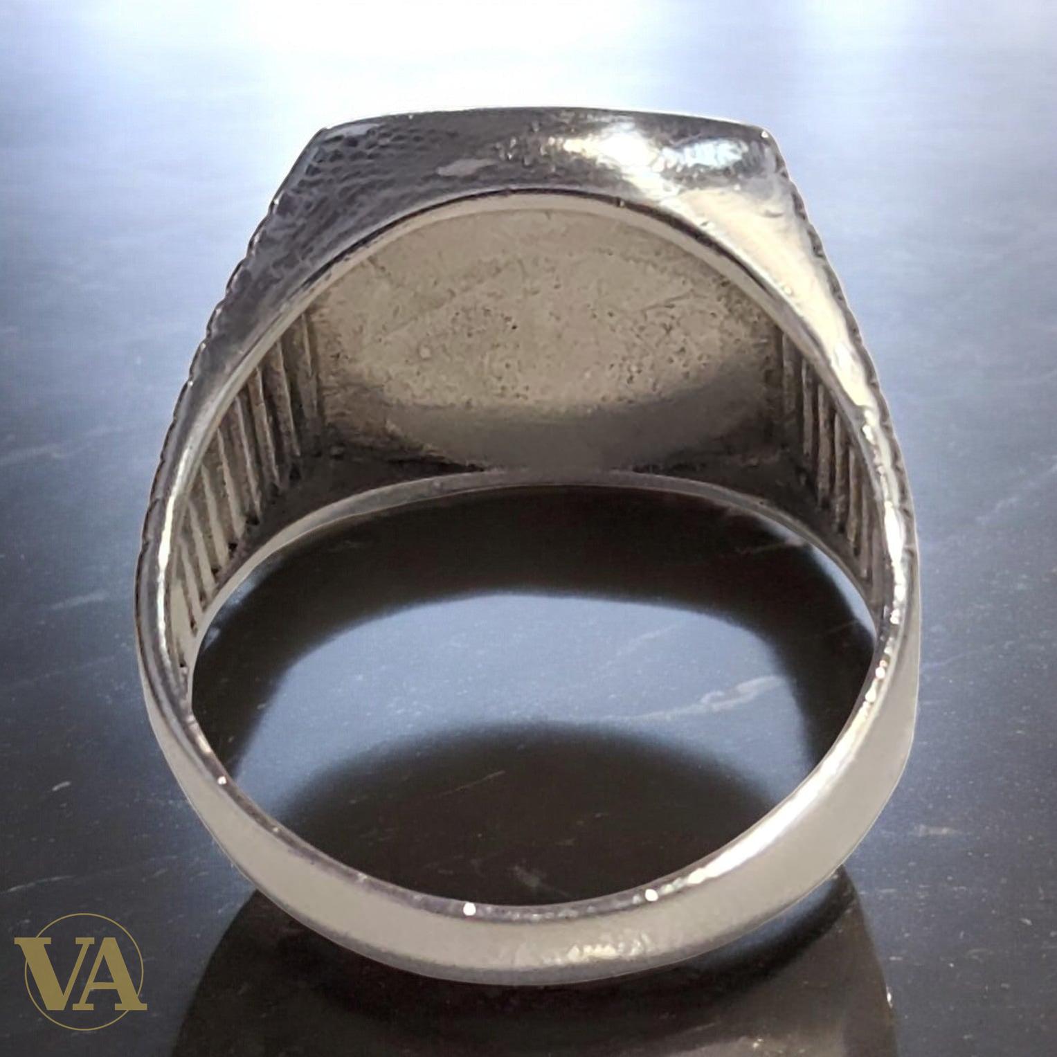 Bague homme argent 925 avec nacre rectangulaire