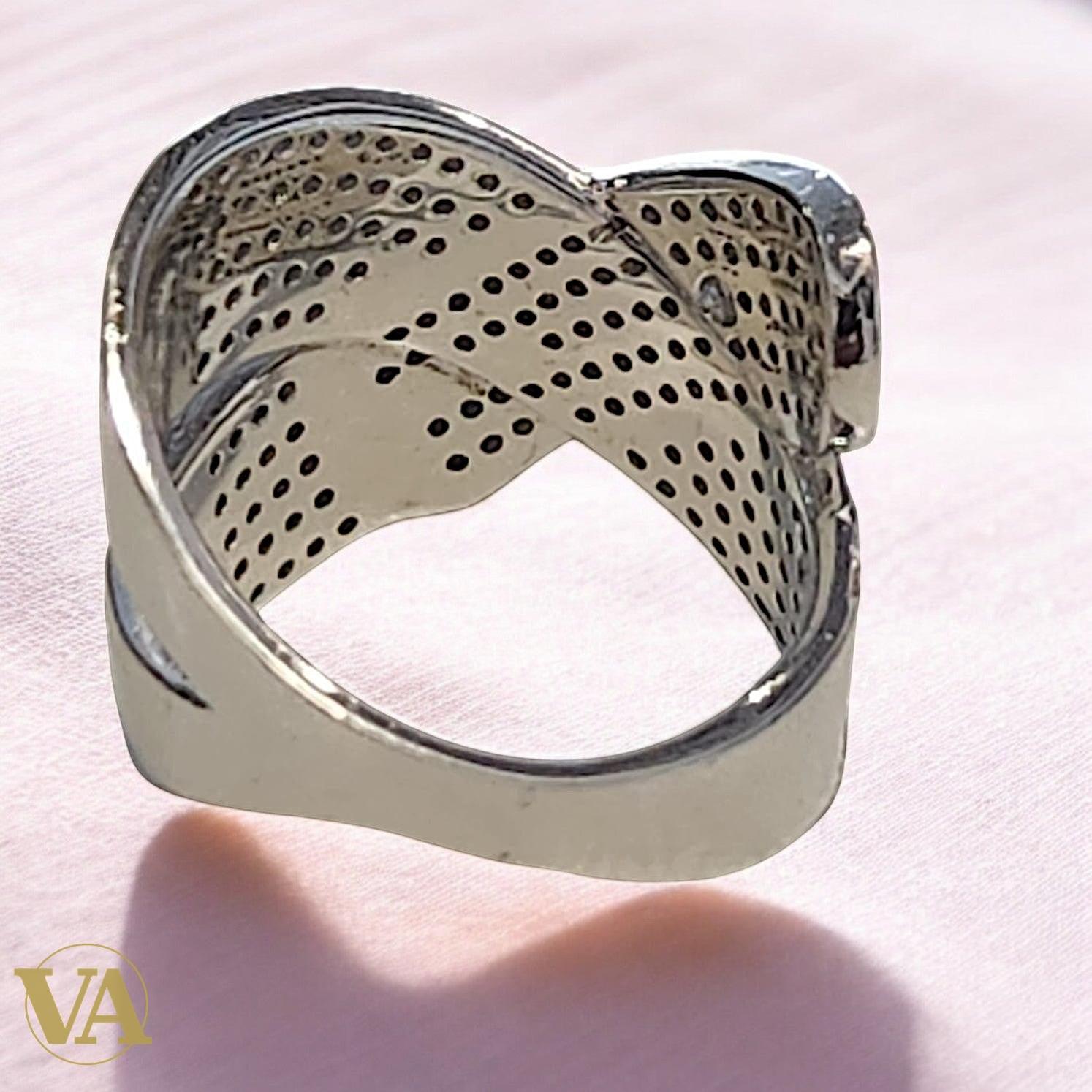 Bague Femme Argent 925 Pavée Zirconiums – Design Croisé Brillant | Bijoux Vindicta