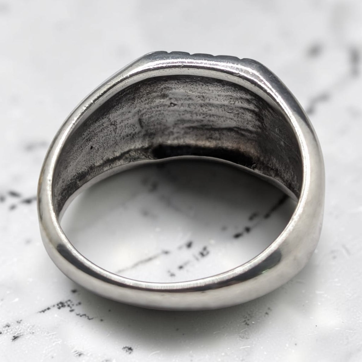 Chevalière Homme Argent 925 – Plateau Brossé & Motifs Étoilés Ciselés - Argent 925 - Vindicta