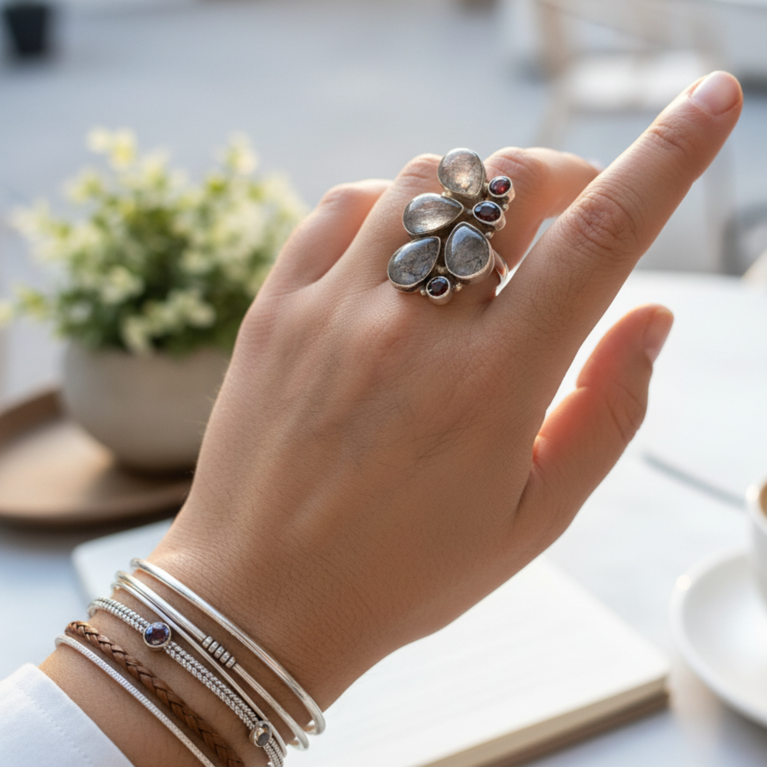 Bague Femme Argent 925 Quartz Rutilé & Améthyste – Composition Florale-Vindicta : Bijoux Argent 925 Massif, Luxe et Héritage