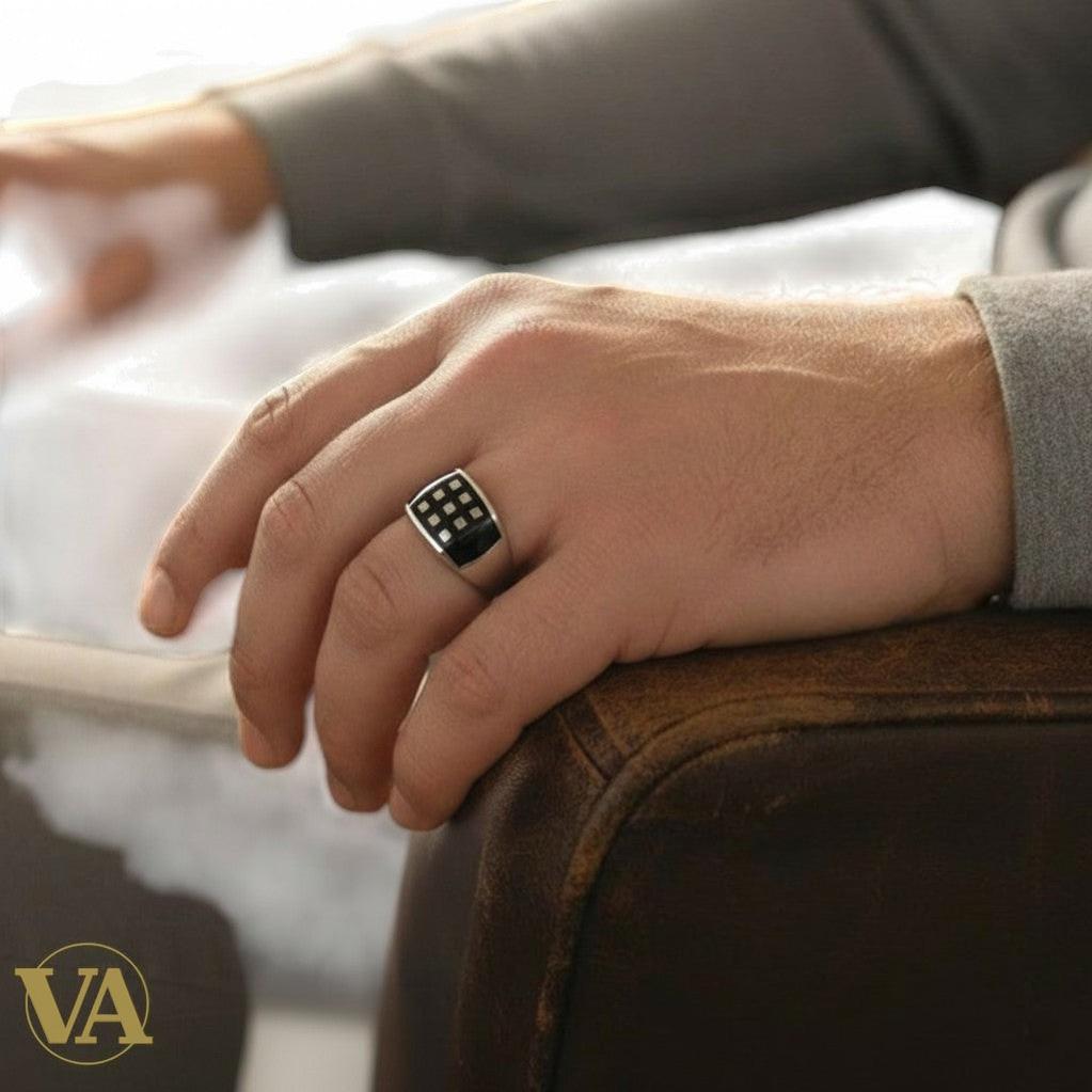 Chevalière Homme Argent 925 Pierre Onyx Noir-Vindicta : Bijoux Argent 925 Massif, Luxe et Héritage