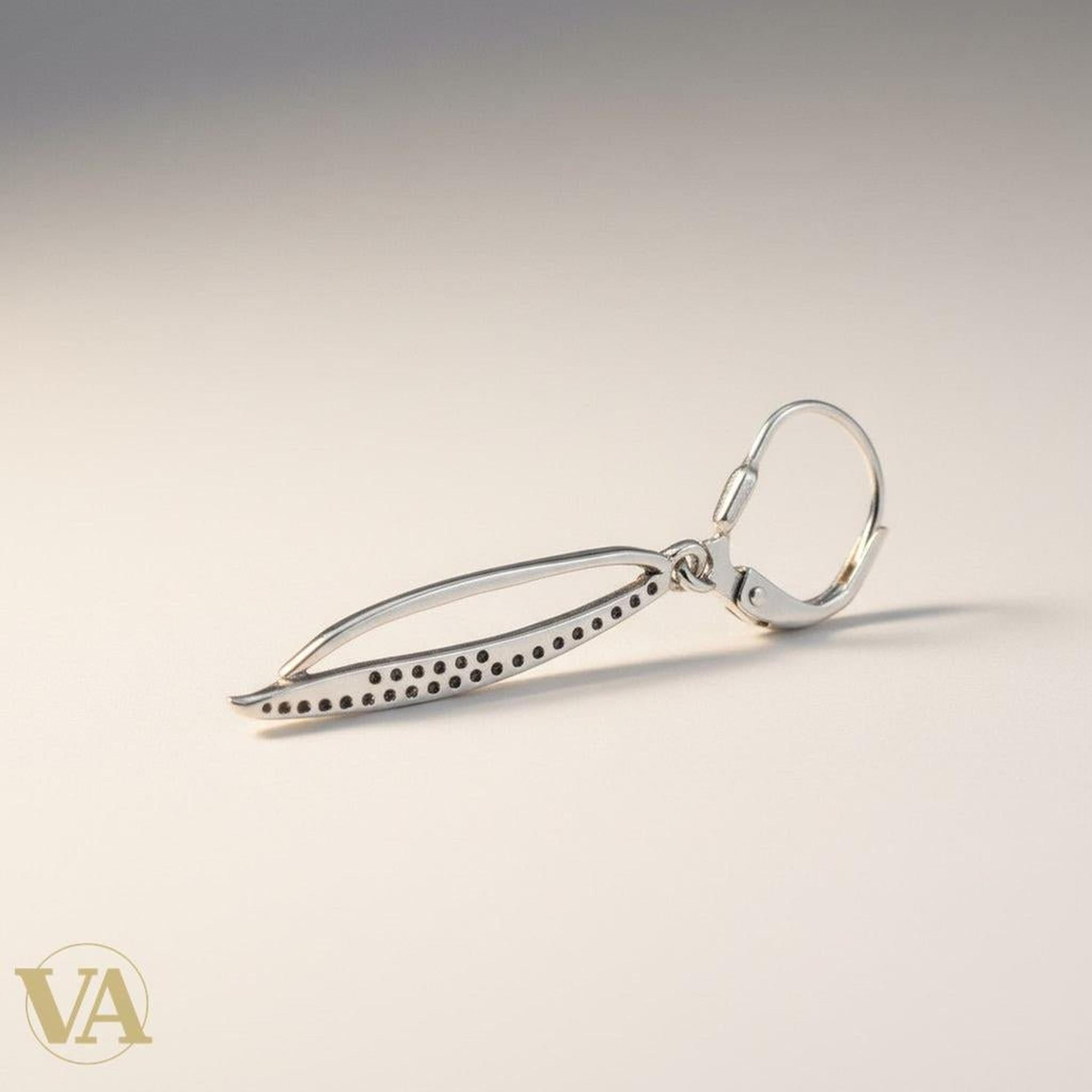 Boucles d'Oreilles Femme Pendantes Argent 925 – Navette Pavée Zirconium - Argent 925 - Vindicta