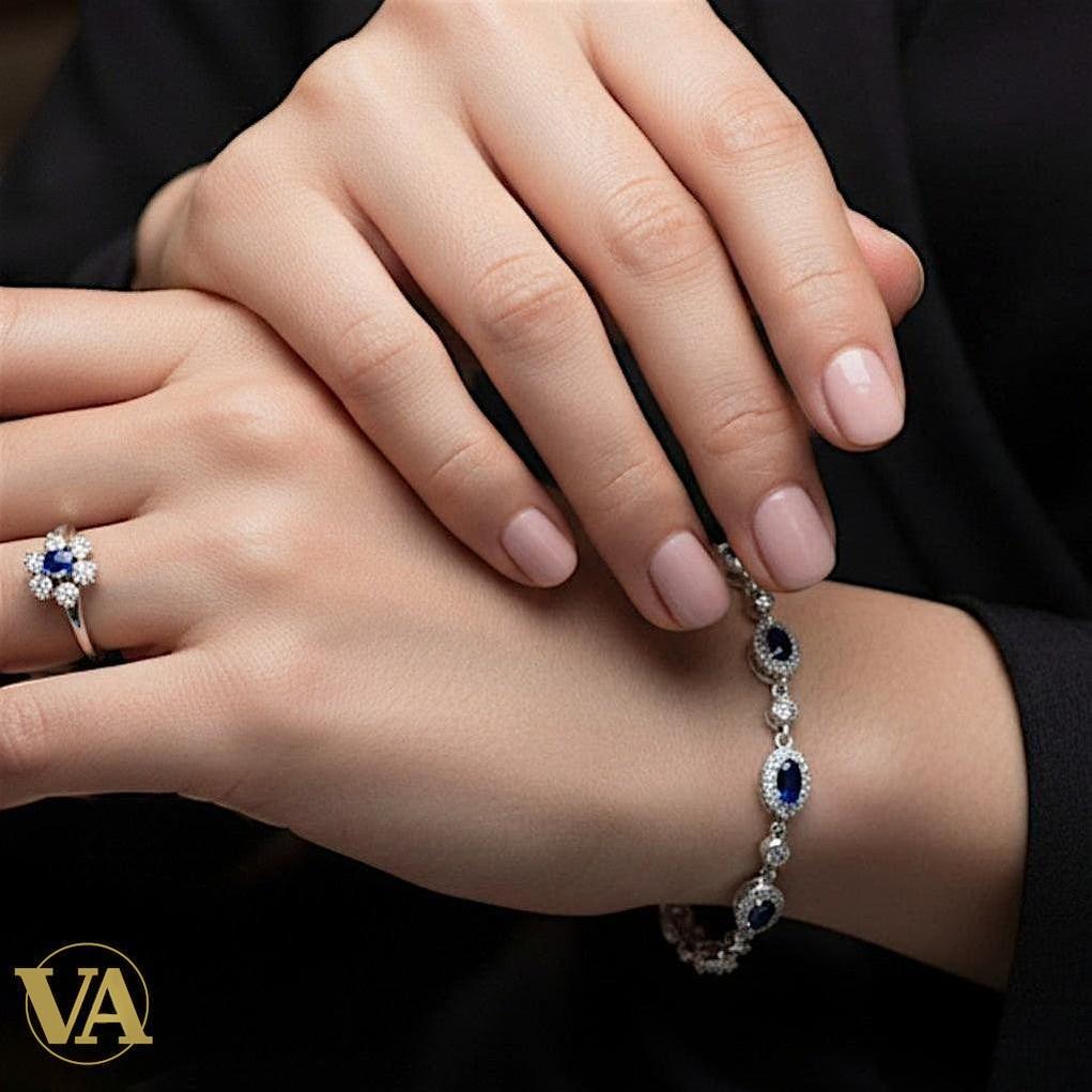 Bracelet Femme Argent 925 Oxydes Bleus – Élégance Intemporelle | Bijoux Vindicta