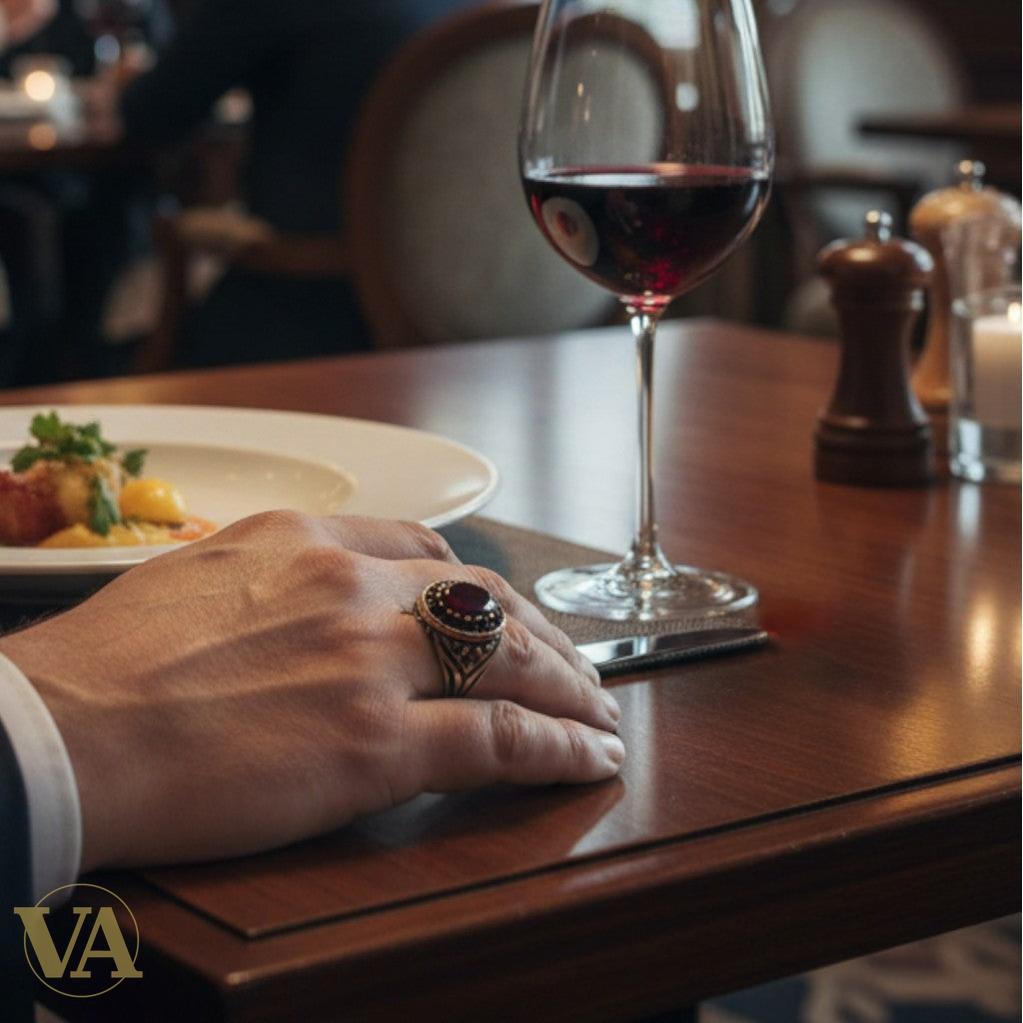 Bague homme – Argent 925 – Cornaline & oxydes noirs