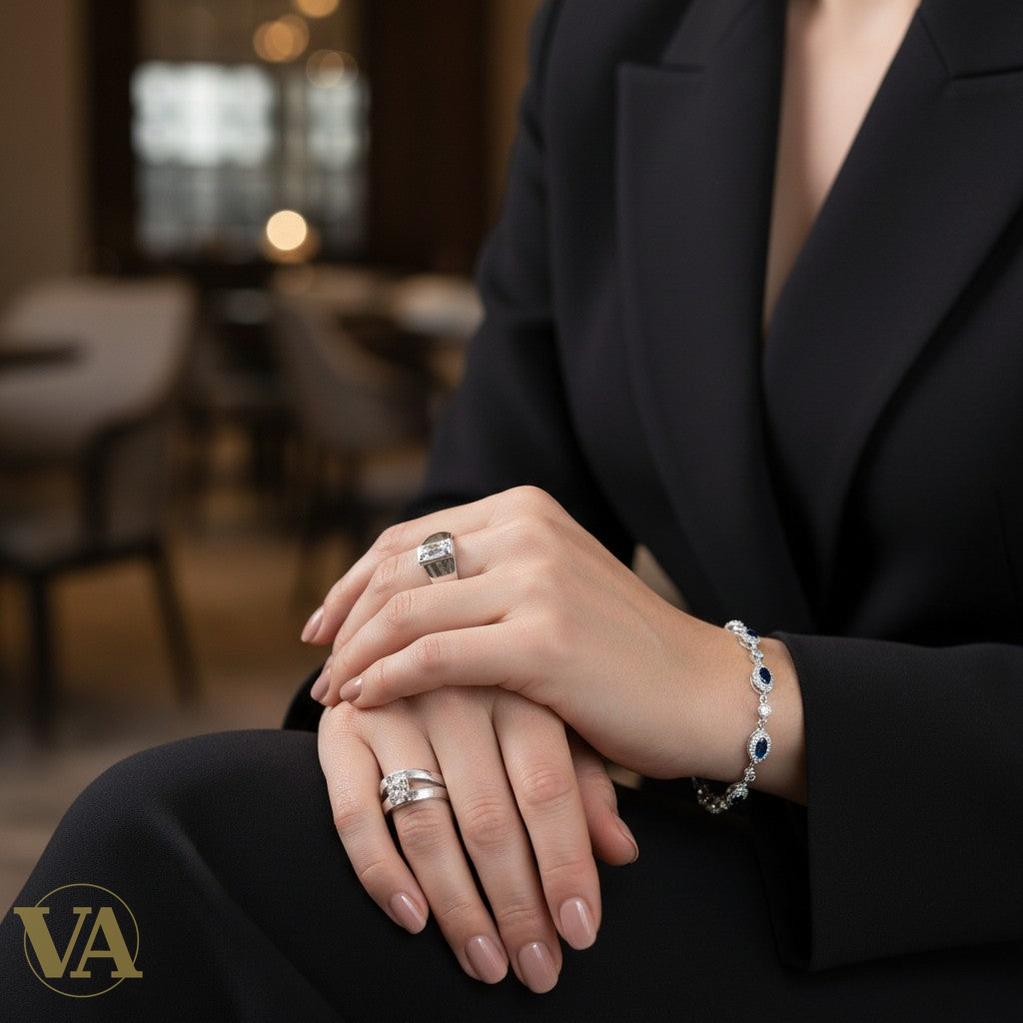 Bracelet Femme Argent 925 Oxydes Bleus – Élégance Intemporelle