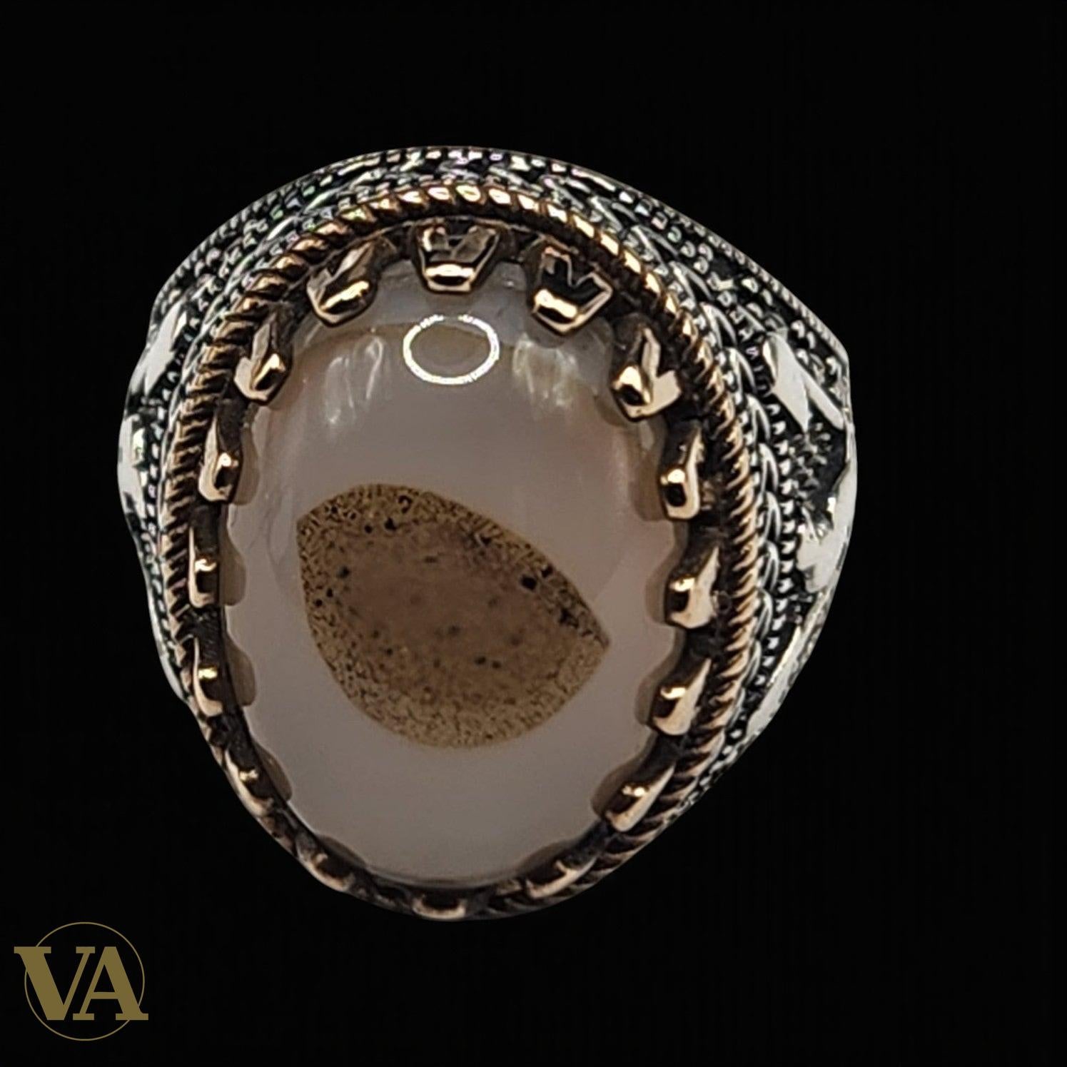 Bague Homme Argent 925 – Pierre Agate Naturelle