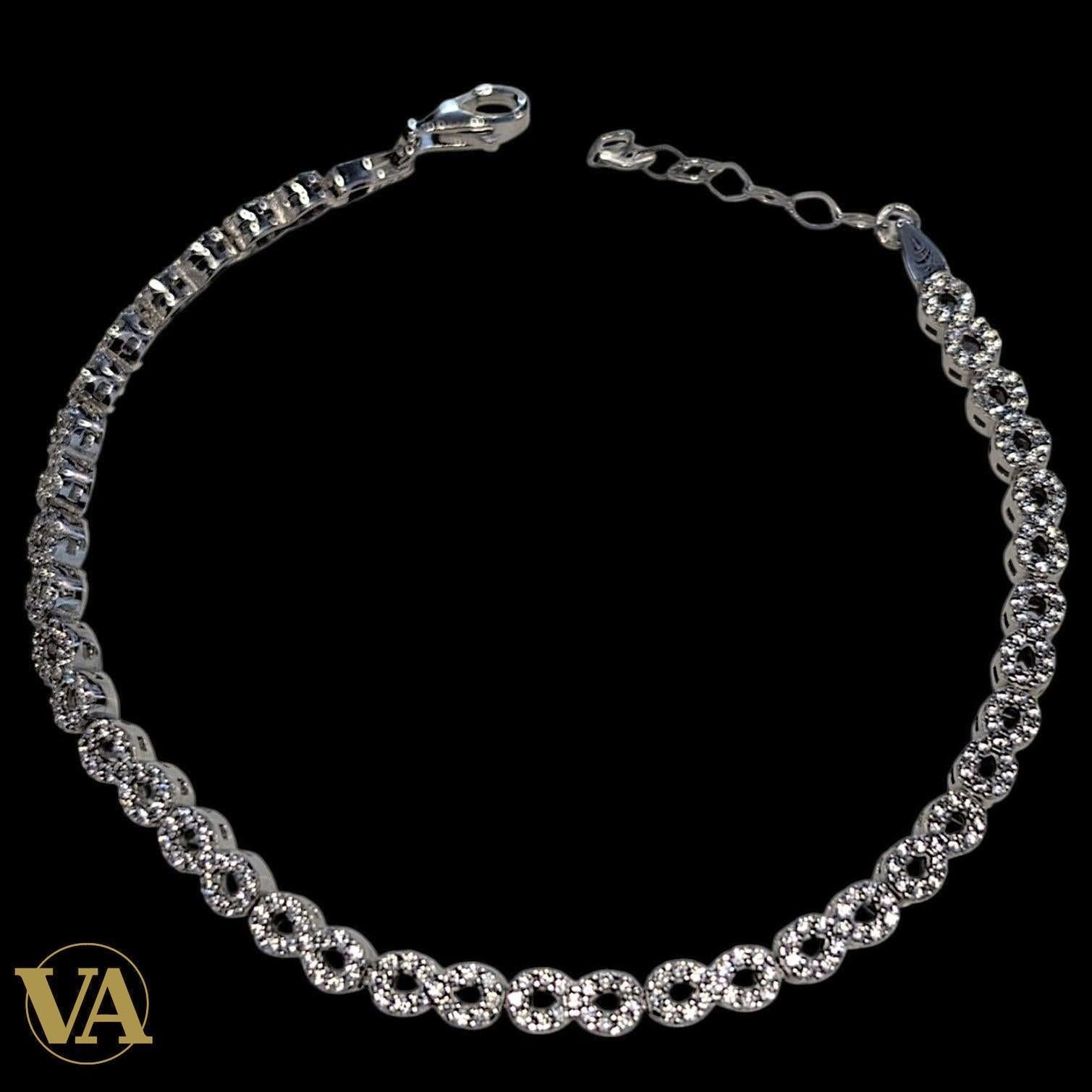 Bracelet Femme Argent 925 Oxydes Noirs – Contraste Élégant | Bijoux Vindicta