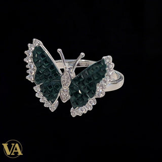 Bague femme Papillon Argent 925 Vert Émeraude – Style Moderne