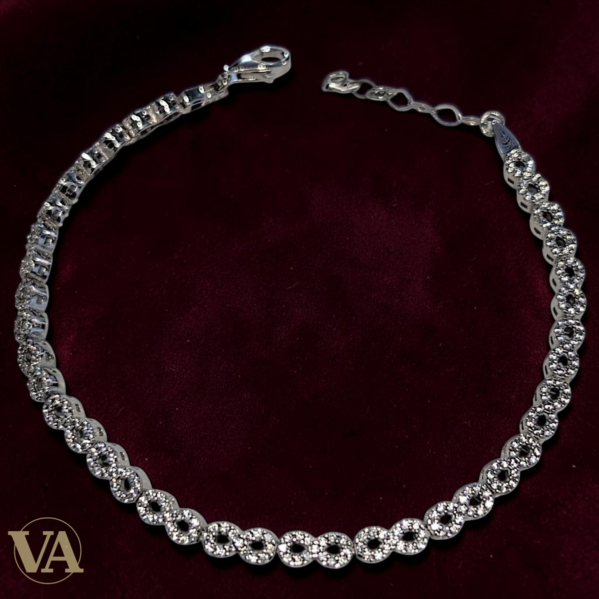 Bracelet Femme Argent 925 Oxydes Noirs – Contraste Élégant