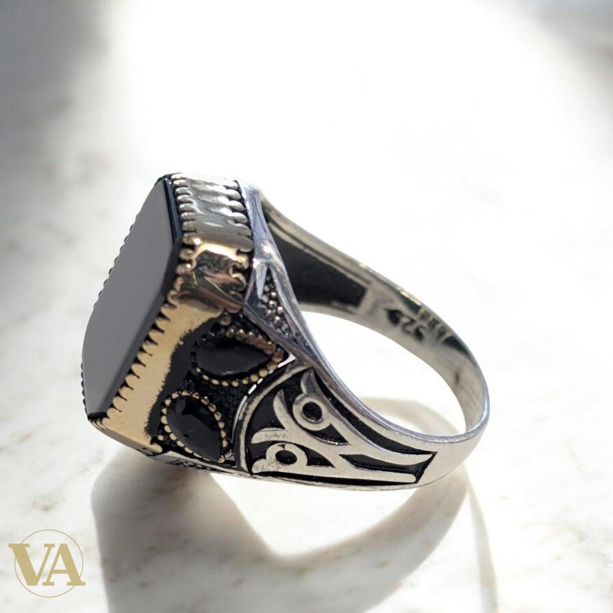 Bague Homme – Onyx Noir – Argent 925 - Argent 925 - Vindicta