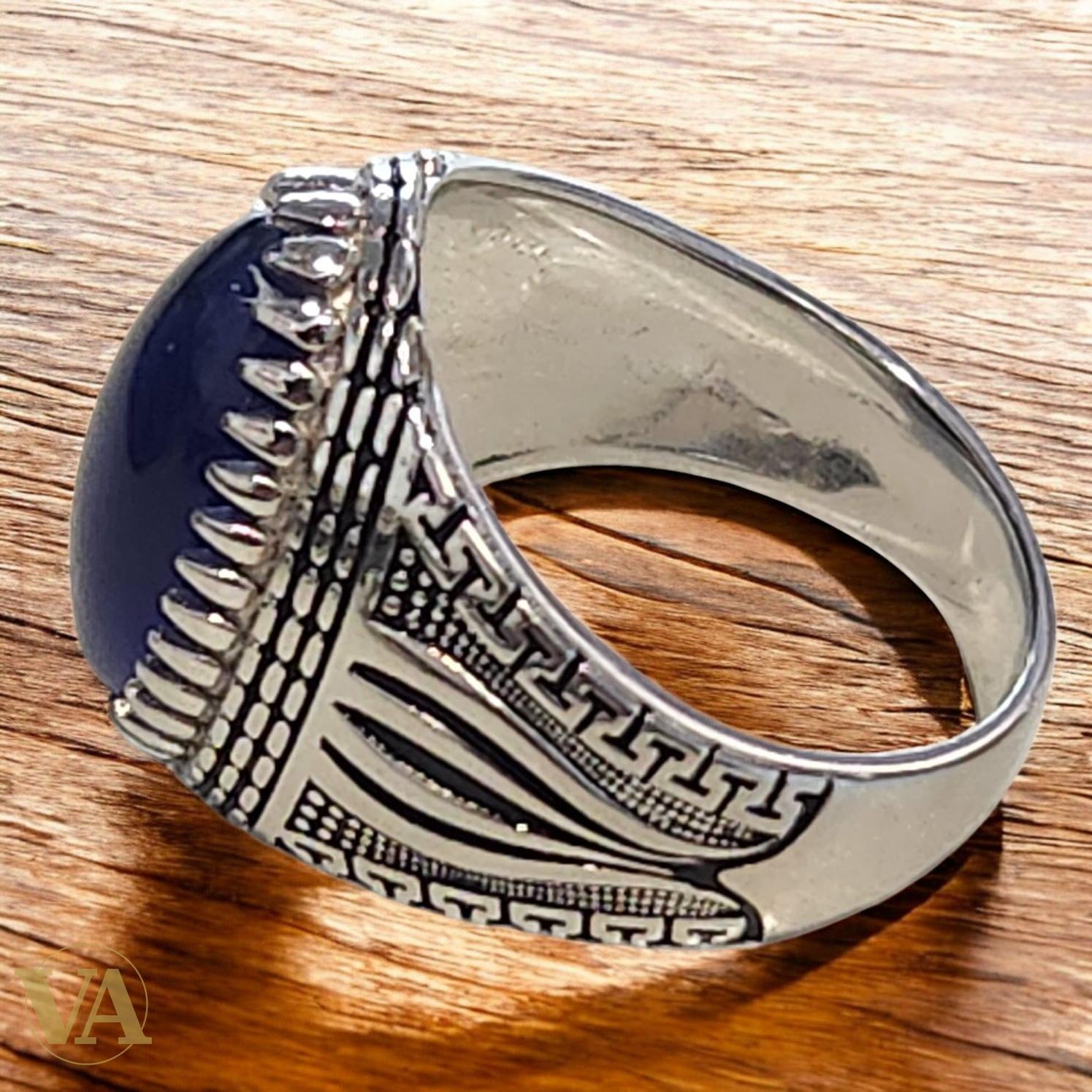 Bague Homme Argent 925 Œil de Chat Bleu – Mystique & Élégante