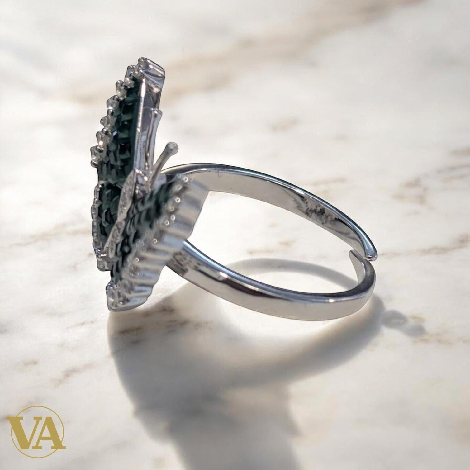 Bague femme Papillon Argent 925 Vert Émeraude – Style Moderne | Bijoux Vindicta