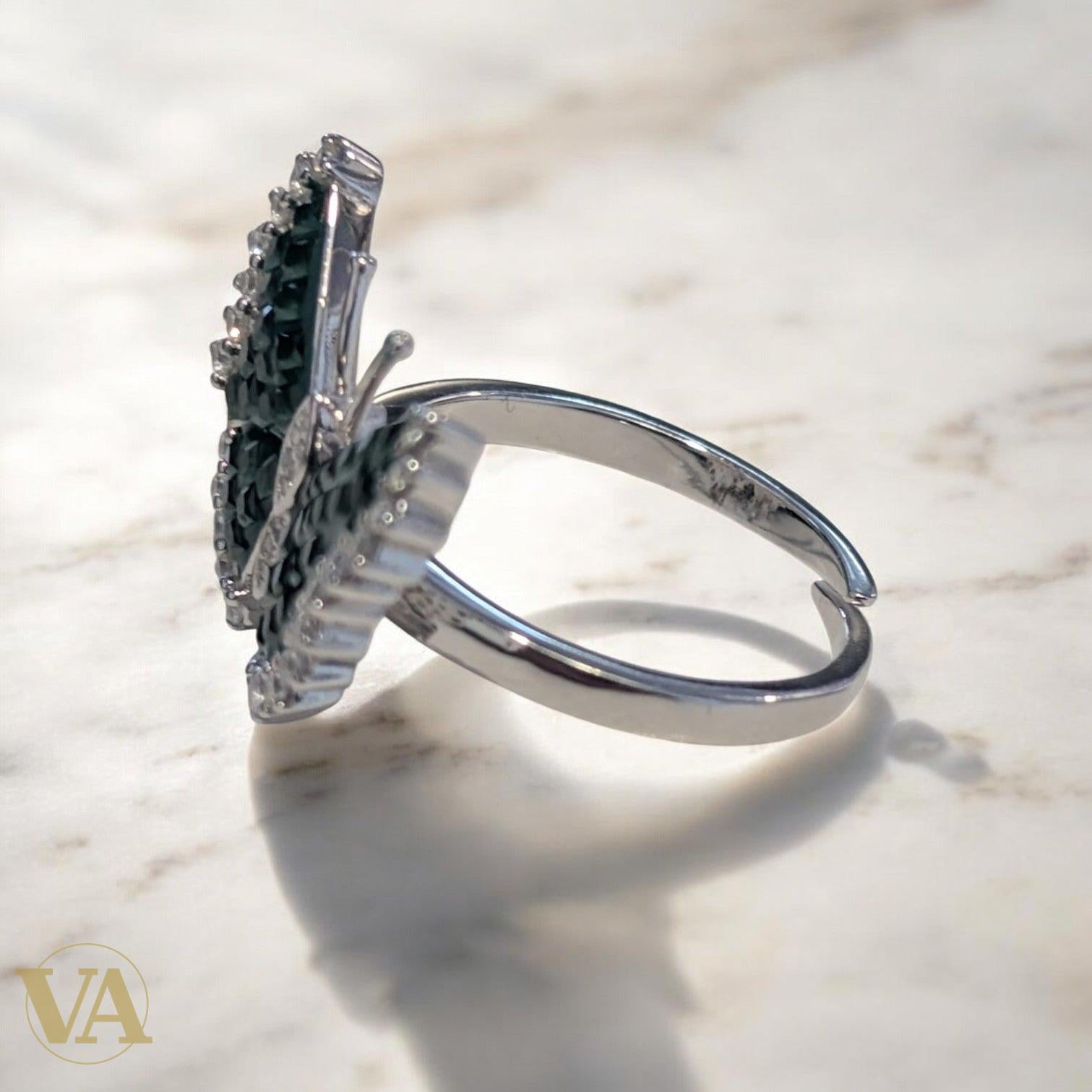 Bague Papillon Argent 925 Vert Émeraude – Style Moderne