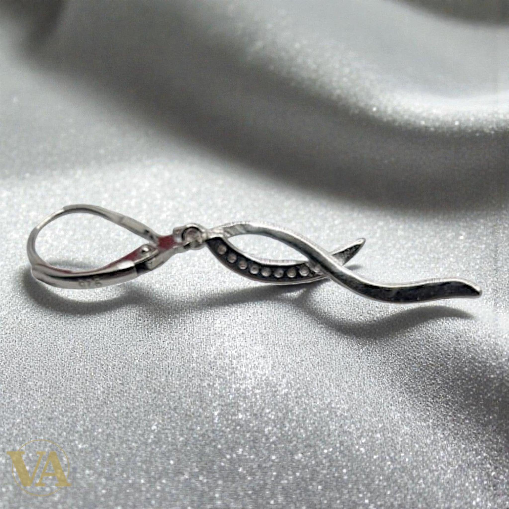 Boucles d'Oreilles Femme Pendantes Argent 925 – Torsade & Zirconium - Argent 925 - Vindicta