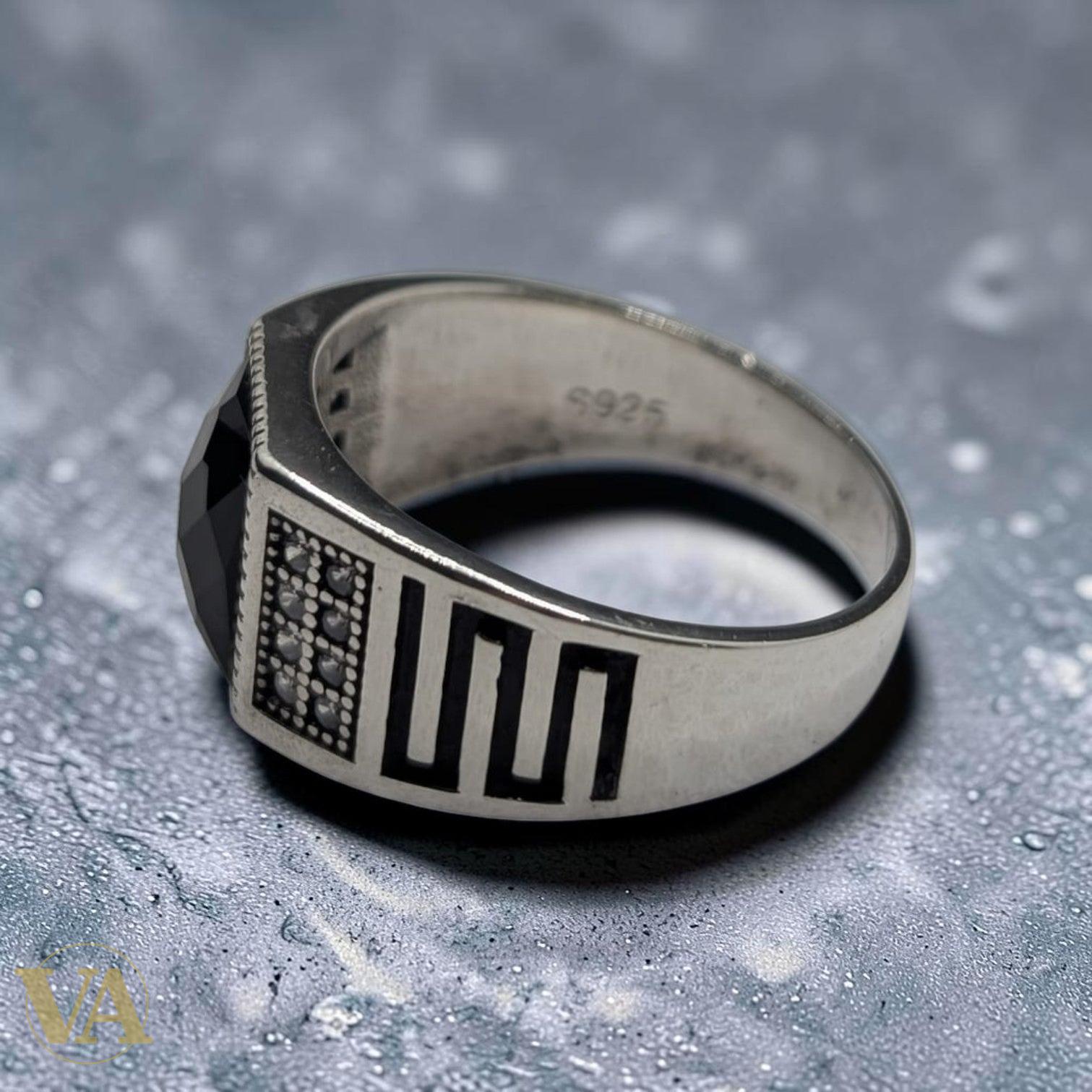 Bague Homme Argent 925 Grenat Rouge Marcassite Chevrons Art Déco-Vindicta : Bijoux Argent 925 Massif, Luxe et Héritage