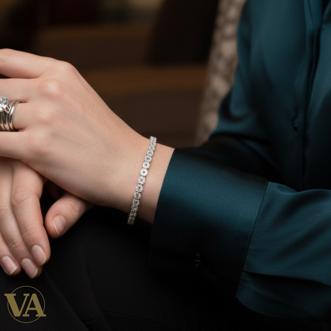 Bracelet Femme Argent 925 Oxydes Noirs – Contraste Élégant