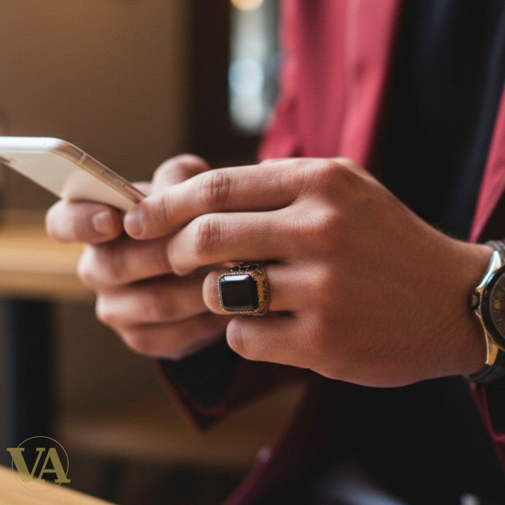 Bague Homme – Onyx Noir – Argent 925