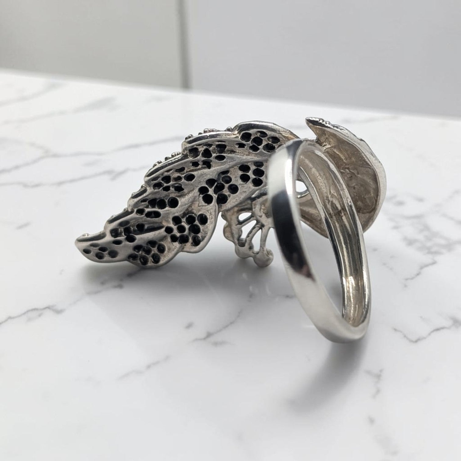 Bague Femme Argent 925 Plume Paon Zirconium Bleu Marcassite-Vindicta : Bijoux Argent 925 Massif, Luxe et Héritage
