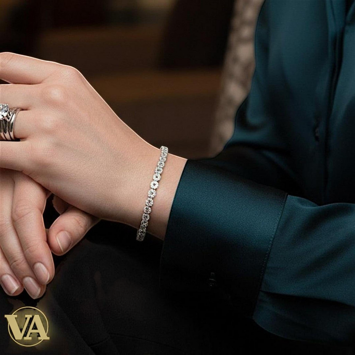 Bracelet Femme Argent 925 Oxydes Noirs – Contraste Élégant