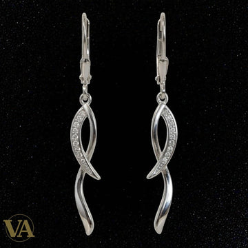 Boucles d'Oreilles Femme Pendantes Argent 925 – Torsade & Zirconium