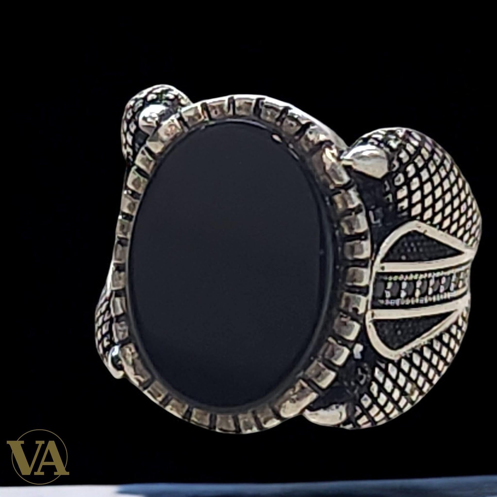 Bague homme argent 925 et onyx noir ovale - Argent 925 - Vindicta