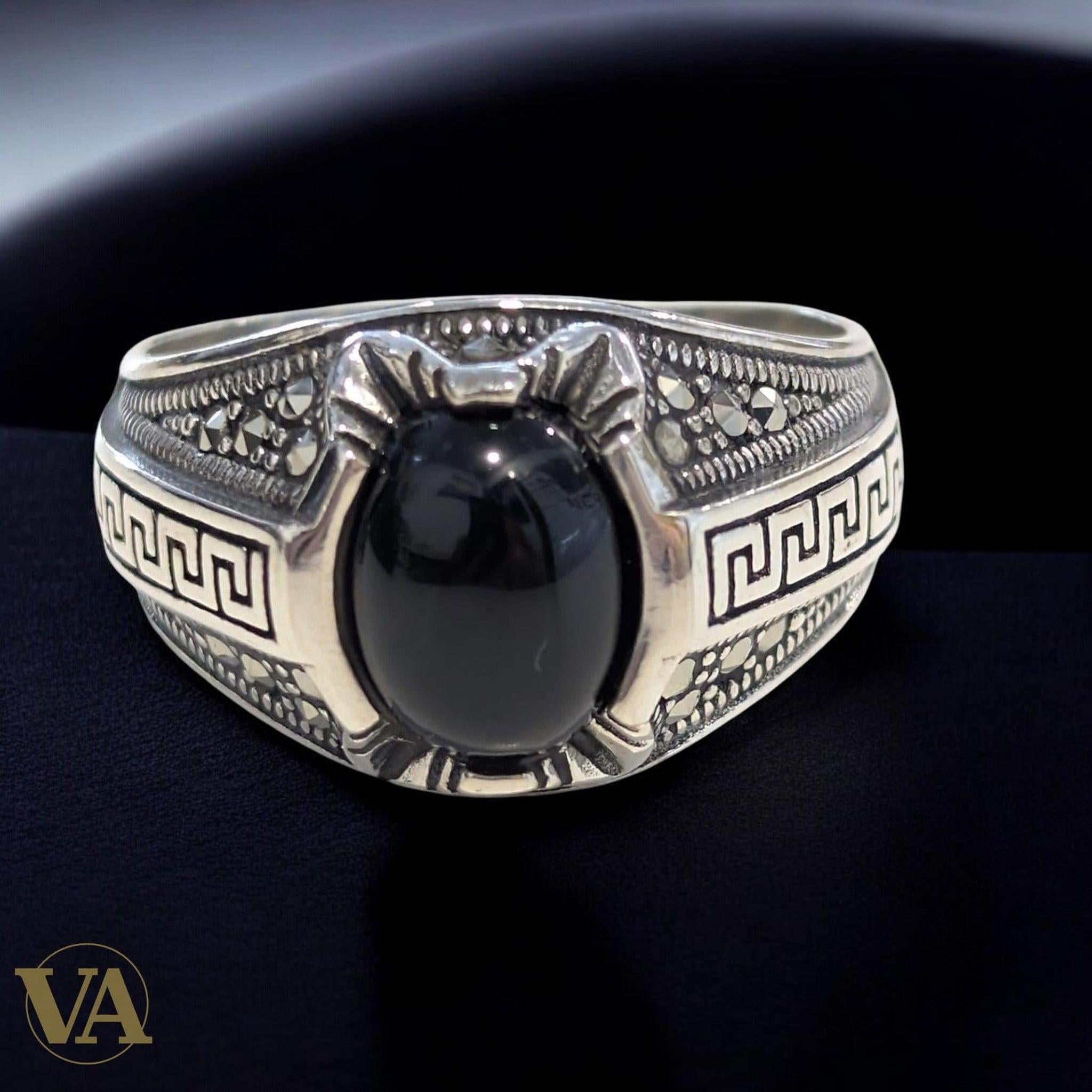 Bague Homme Argent 925 – Onyx Noir Naturel - Argent 925 - Vindicta