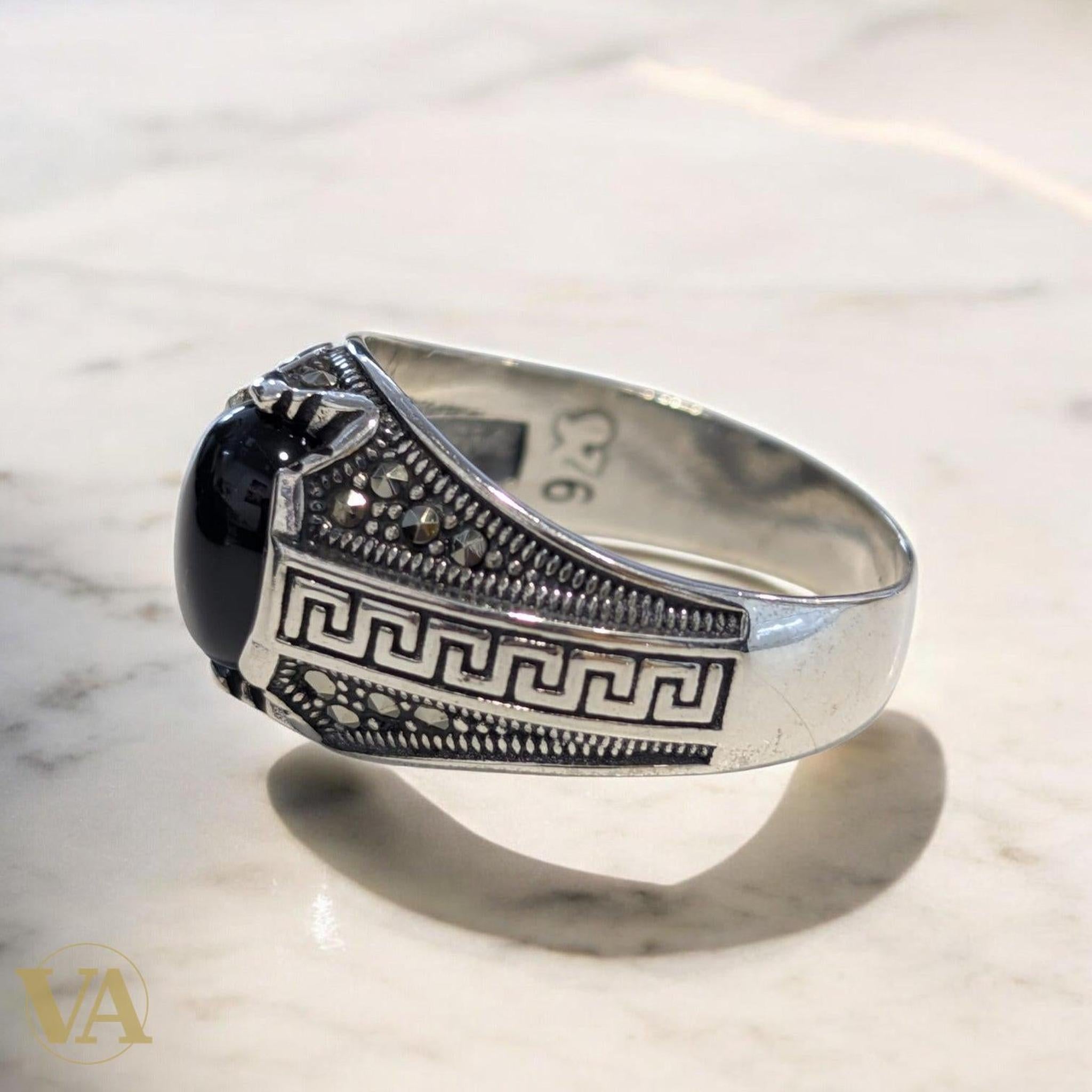 Bague Homme Argent 925 – Onyx Noir Naturel - Argent 925 - Vindicta