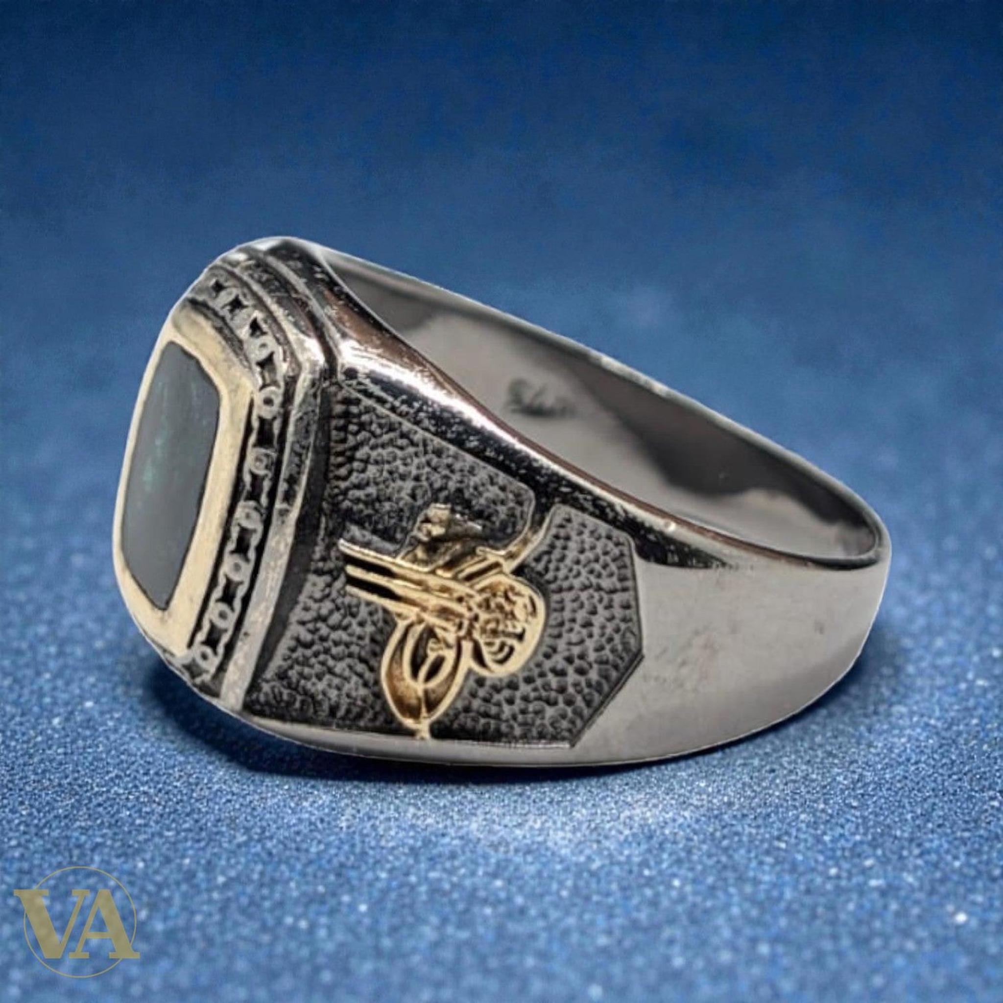 Bague homme argent 925 – Tughra Ottoman & Pierre de Lave - Argent 925 - Vindicta