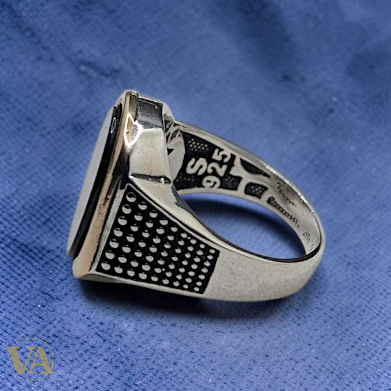 Chevalière Homme Argent 925 Onyx Noir Plaqué Or Rose | Bijoux Vindicta