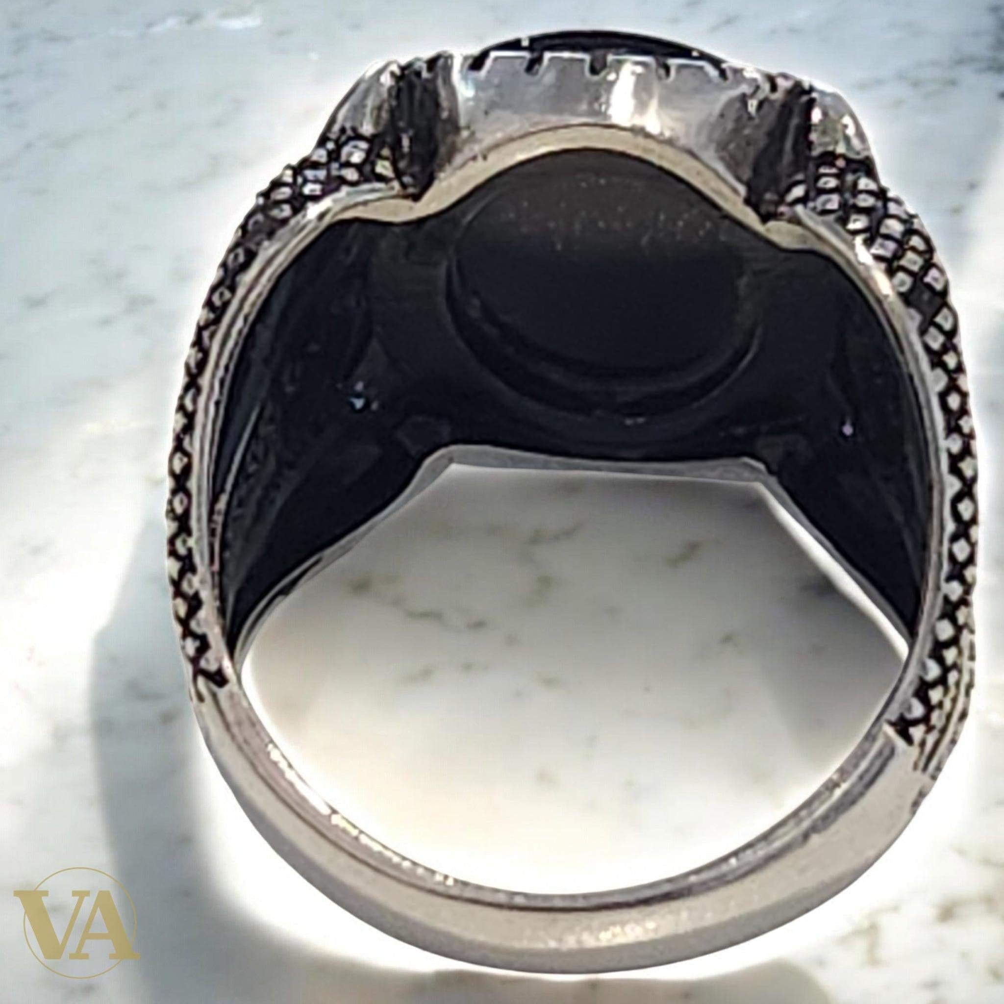 Bague homme argent 925 et onyx noir ovale - Argent 925 - Vindicta
