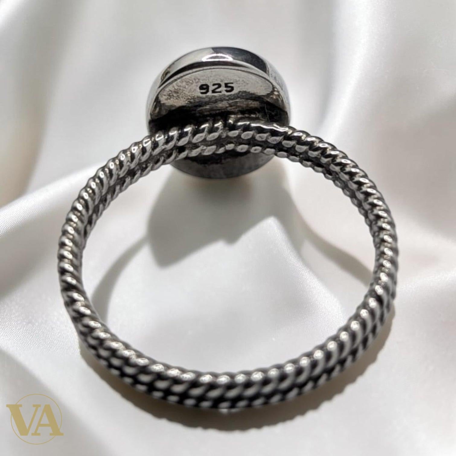 Bague Femme Argent 925 Plateau Rond Brossé Double Tige Torsadée - Argent 925 - Vindicta