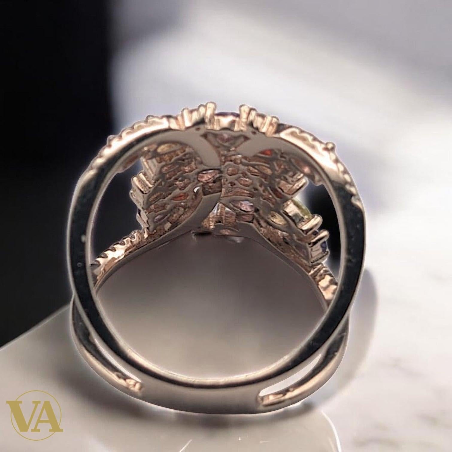 Bague  femmes Argent 925 & Plaqué Or Rose – Améthystes & Oxydes Multicolores