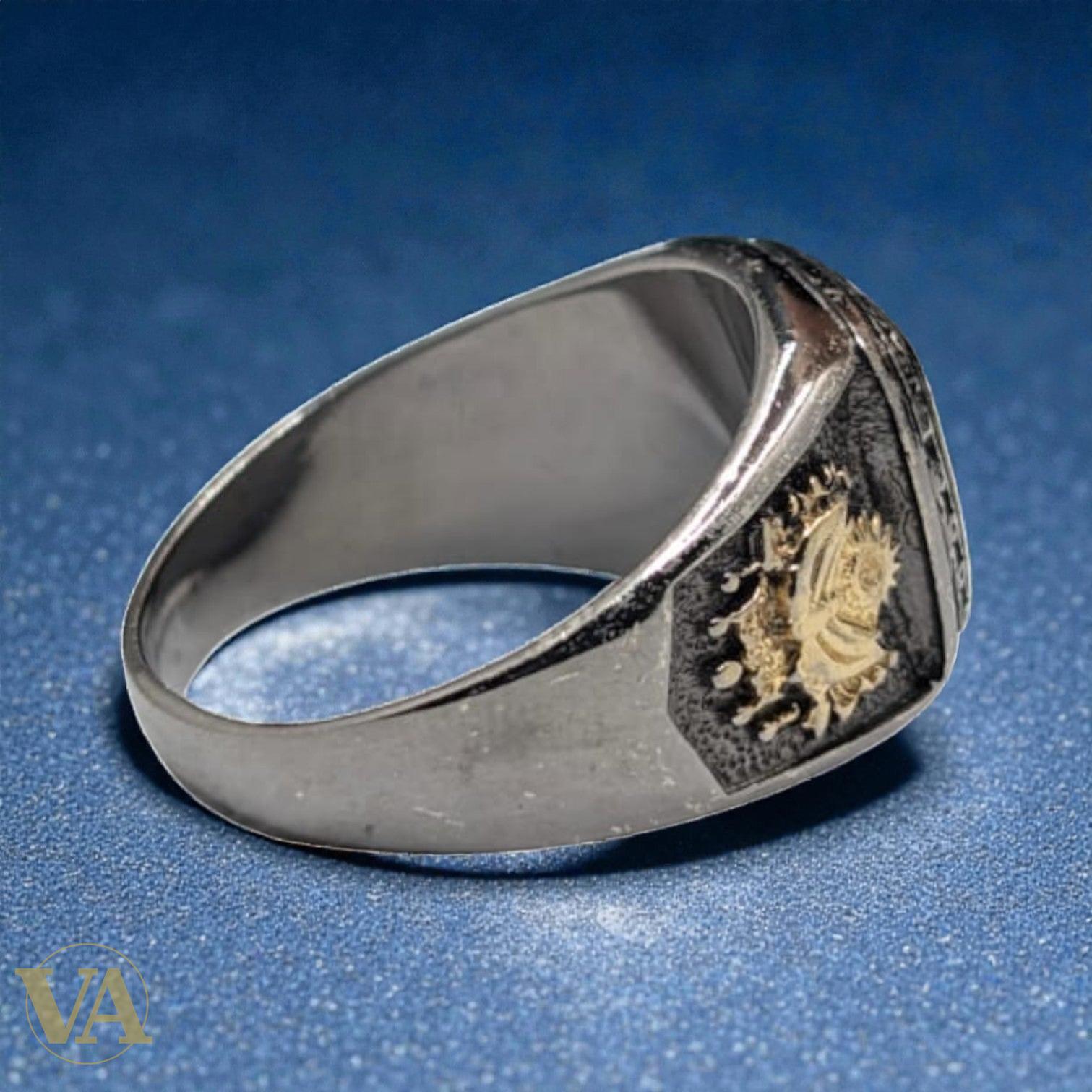 Bague homme argent 925 – Tughra Ottoman & Pierre de Lave | Bijoux Vindicta